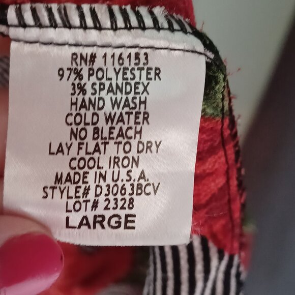 Poof! Open Front Top Womens Large Roses Striped Made in USA Feminine - Picture 7 of 9